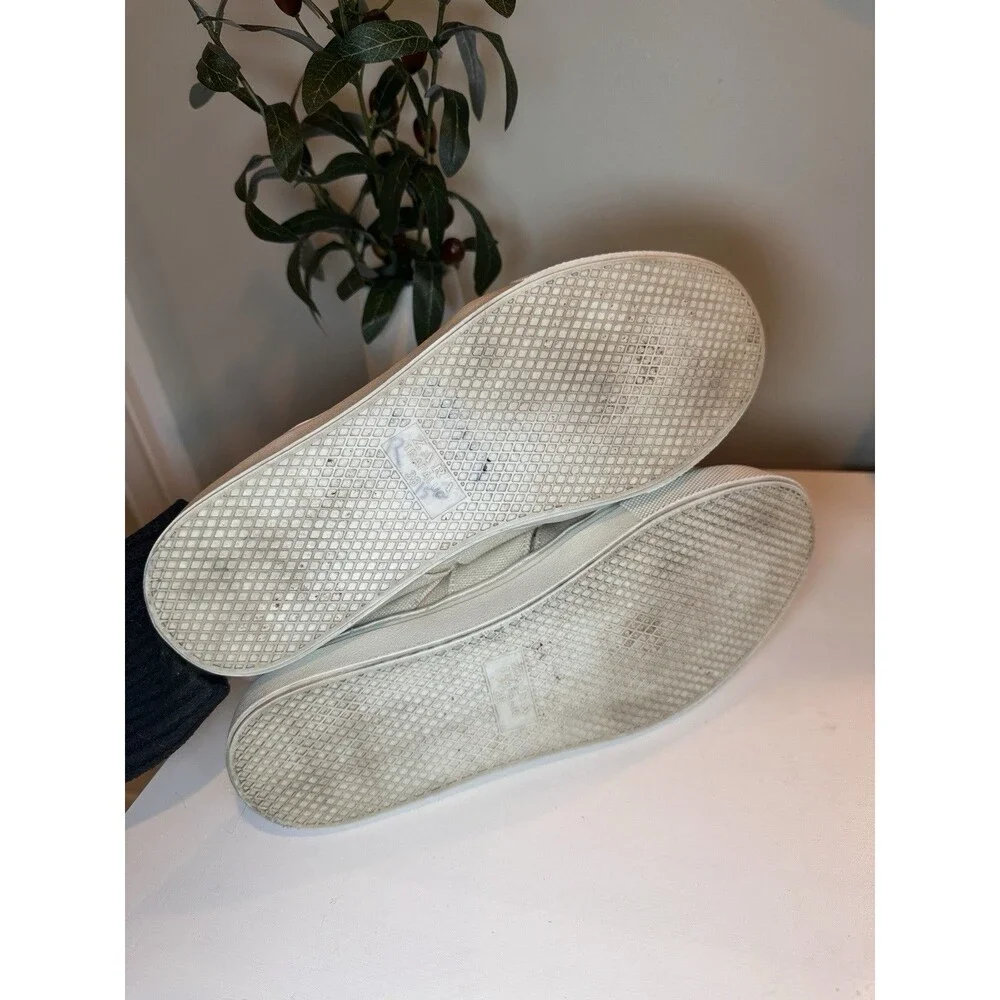 Zara Trafaluc Beige Canvas Raw Edge Mule Sneaker Slip On Shoes Womens Size 7.5